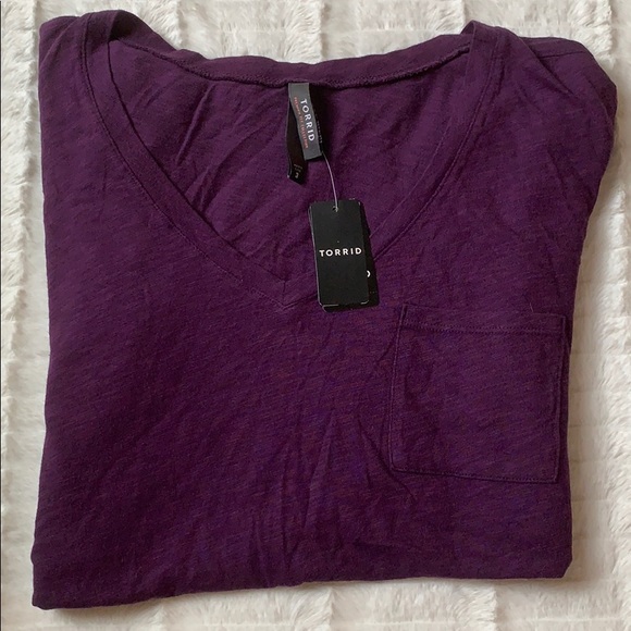 torrid Tops - Torrid Purple V neck Tee W/ Pocket NWT 3X